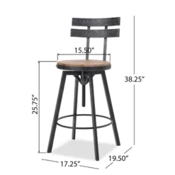 Set Of 2 Alanis Modern Industrial Firwood Adjustable Height Swivel Barstools Natural/Black Brushed Silver - Christopher Knight Home -Home Furn Store GUEST 85c9dfbd 47a7 4dc4 8cf8 87fb11b799d0