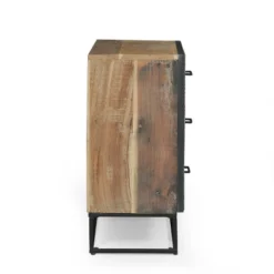 Burdine Handcrafted Boho Wood 3 Drawer Cabinet Natural/Black - Christopher Knight Home -Home Furn Store GUEST 8b5f83e3 7a25 411d 9279 1a2782fd2326