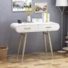Dehaviland Modern Wood Vanity Table White/Champagne Gold - Christopher Knight Home
