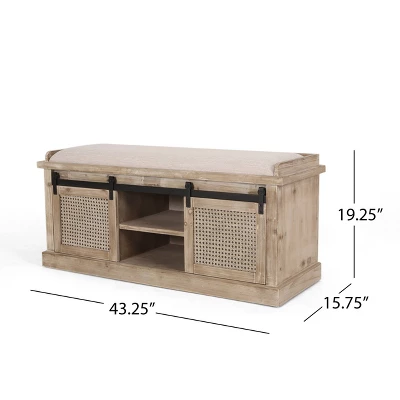 Niemi Rustic Storage Bench with Cushion Beige/ Natural/Black - Christopher Knight Home Niemi Rustic Storage Bench With Cushion Beige/ Natural/Black - Christopher Knight Home -Home Furn Store GUEST 908d4c69 5b66 4e4a 9599 91fe7bc47d57
