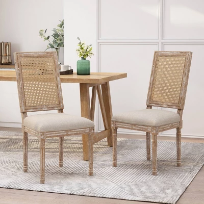 Set of 2 Regina French Country Wood and Cane Upholstered Dining Chairs - Christopher Knight Home Set Of 2 Regina French Country Wood And Cane Upholstered Dining Chairs - Christopher Knight Home -Home Furn Store GUEST 982994d8 c0f0 4cd1 a1bf 1997015e7cd6