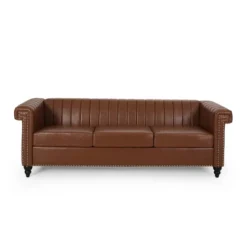 Drury Contemporary Channel Stitch 3 Seater Sofa With Nailhead Trim - Christopher Knight Home -Home Furn Store GUEST 994f811a f178 4b8a b2cd d48efbfa4344