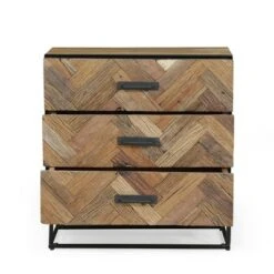 Burdine Handcrafted Boho Wood 3 Drawer Cabinet Natural/Black - Christopher Knight Home -Home Furn Store GUEST 995a52e5 cf91 4a5c 8c57 1ae762b8de66