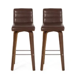 2pc Hargis Mid Century Modern Channel Stitch Bentwood Swivel Counter Height Barstools - Christopher Knight Home -Home Furn Store GUEST 9a61a2f7 1bb6 4656 847c 9adf7fc3ef58