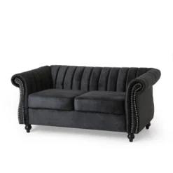 Glenmont Modern Glam Channel Stitch Velvet Loveseat With Nailhead Trim - Christopher Knight Home -Home Furn Store GUEST 9bcec9b3 b948 4d14 84f4 013208c16d65
