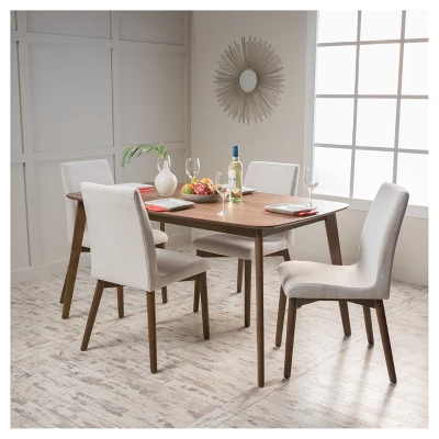 5pc Orrin 60" Dining Set - Light Beige/Nat Walnut - Christopher Knight Home 5pc Orrin 60" Dining Set - Light Beige/Nat Walnut - Christopher Knight Home -Home Furn Store GUEST a0629a48 bc5b 49a3 81c3 884b9cdc19ab
