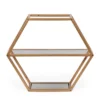 17" Lepley Modern Glam Handcrafted Glass 2 Shelf Hexagonal Decorative Shelf Antique Gold - Christopher Knight Home -Home Furn Store GUEST a1c58ad7 0422 4835 a9b1 337292356461
