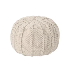Corisande Knitted Cotton Pouf - Christopher Knight Home -Home Furn Store GUEST a30bd83e 9e4c 441a aabe f869ee2d2e99