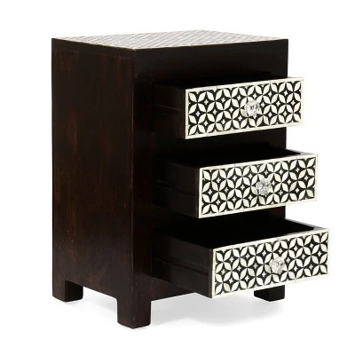 Benewah Handcrafted Boho 3 Drawer Mango Wood Nightstand Dark Walnut/Black/White - Christopher Knight Home Benewah Handcrafted Boho 3 Drawer Mango Wood Nightstand Dark Walnut/Black/White - Christopher Knight Home -Home Furn Store GUEST a47cbe72 9b87 48f4 9d99 b56117bbebf8