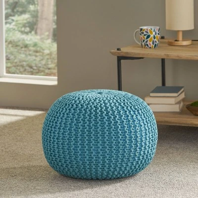 Nahunta Modern Knitted Cotton Round Pouf - Christopher Knight Home Nahunta Modern Knitted Cotton Round Pouf - Christopher Knight Home -Home Furn Store GUEST a4b421d1 0dcc 4bd4 a5ac 990c80f719c3