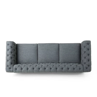Saragus Chesterfield Tufted 3 Seater Sofa with Nailhead Trim Charcoal/Dark Brown - Christopher Knight Home Saragus Chesterfield Tufted 3 Seater Sofa With Nailhead Trim Charcoal/Dark Brown - Christopher Knight Home -Home Furn Store GUEST a5279e5f 9276 48db b447 304a039f9408