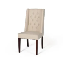 Set Of 2 Blount Wooden Dining Chairs With Fabric Cushions Beige/Natural Finish - Christopher Knight Home -Home Furn Store GUEST a797d124 7038 413a 877d 48973887d66d