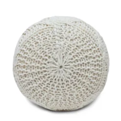 Morven Handmade Boho Fabric Pouf Cream - Christopher Knight Home -Home Furn Store GUEST a83894a1 f04d 41db 90e8 65560cbcbfc6