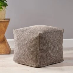 Camrose Contemporary Fabric Pouf - Christopher Knight Home