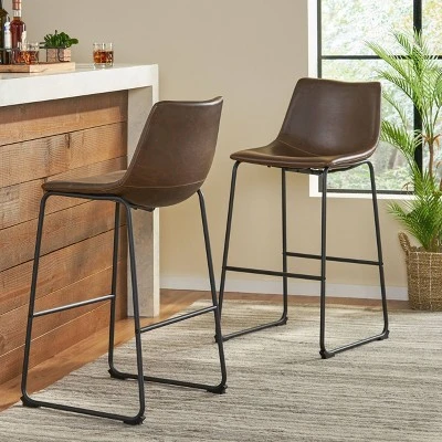Set of 2 30" Cedric Faux Leather Barstool Vintage Brown - Christopher Knight Home Set Of 2 30" Cedric Faux Leather Barstool Vintage Brown - Christopher Knight Home -Home Furn Store GUEST b6500903 e28b 4c15 ae68 1c423fb90279