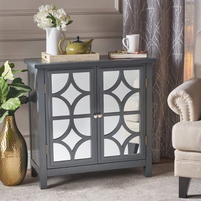 Melora Fir Wood Cabinet with Mirrored Doors Charcoal Gray - Christopher Knight Home Melora Fir Wood Cabinet With Mirrored Doors Charcoal Gray - Christopher Knight Home -Home Furn Store GUEST b6b4c068 b360 4165 826b 371ab8b4d1d3