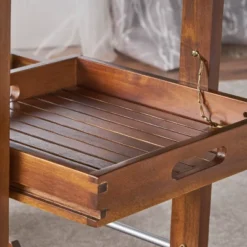 Cynthia Farmhouse Wooden Bar Cart Dark Oak Brown - Christopher Knight Home -Home Furn Store GUEST b6e3829e 1c75 4d6c afdf b15239f5afd3