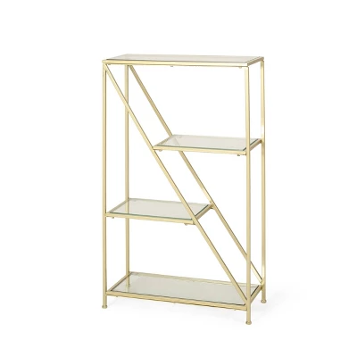 Kokesh Modern Glam Tempered Glass 3 Shelf Asymmetrical Bookcase Gold - Christopher Knight Home Kokesh Modern Glam Tempered Glass 3 Shelf Asymmetrical Bookcase Gold - Christopher Knight Home -Home Furn Store GUEST b6edcb18 234e 4d42 bf70 c072317c943f