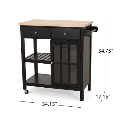 Byway Contemporary Kitchen Cart with Wheels Black/Natural - Christopher Knight Home Byway Contemporary Kitchen Cart With Wheels Black/Natural - Christopher Knight Home -Home Furn Store GUEST b8a3c258 2614 4a65 b66a d75cfe9dd5d9