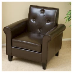 Isaac Tufted Brown Leather Club Chair -Chocolate Brown - Christopher Knight Home -Home Furn Store GUEST b96717c6 07e5 4a94 ad33 e3ac47618078