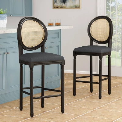 2pc Govan French Country Wooden Counter Height Barstools with Upholstered Seating Charcoal/Black - Christopher Knight Home 2pc Govan French Country Wooden Counter Height Barstools With Upholstered Seating Charcoal/Black - Christopher Knight Home -Home Furn Store GUEST b986abaa aa79 4526 80f3 768213e40924