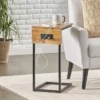 Oceola Modern Industrial Handcrafted Mango Wood C Shaped Side Table With Charging Port Natural/Black - Christopher Knight Home -Home Furn Store GUEST bb6873fd ba4c 417e 856d cace8a3369a5