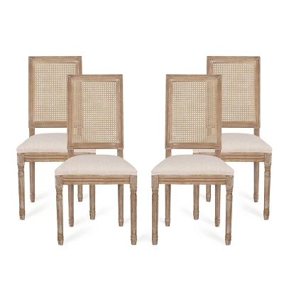 Set of 4 Regina French Country Wood and Cane Upholstered Dining Chairs - Christopher Knight Home Set Of 4 Regina French Country Wood And Cane Upholstered Dining Chairs - Christopher Knight Home -Home Furn Store GUEST bc160784 c42b 4f46 85ad 88e32120610e