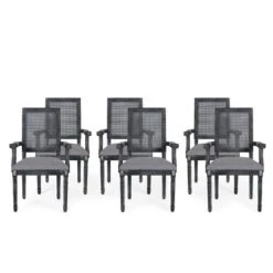 Set Of 6 Maria French Country Wood And Cane Upholstered Dining Chairs - Christopher Knight Home -Home Furn Store GUEST bc5185f4 04a0 45ef 8255 ac7a527ed3dd