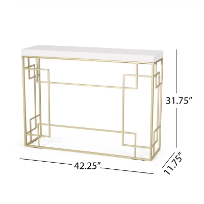Depue Modern Glam Geometric Console Table Gold/White - Christopher Knight Home Depue Modern Glam Geometric Console Table Gold/White - Christopher Knight Home -Home Furn Store GUEST bd9f60e5 b76b 45e2 85cd 4164df12f4c6
