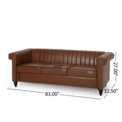 Drury Contemporary Channel Stitch 3 Seater Sofa With Nailhead Trim - Christopher Knight Home -Home Furn Store GUEST beab96b4 9dca 4205 8664 9aee7ced4b92