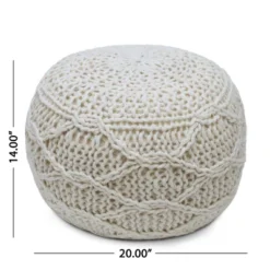 Morven Handmade Boho Fabric Pouf Cream - Christopher Knight Home -Home Furn Store GUEST bf1278d6 d2b5 48b8 b939 0423ce0c0e01