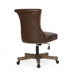 Coulee Contemporary Upholstered Roll Back Swivel Office Chair Dark Brown/Natural - Christopher Knight Home -Home Furn Store GUEST c03648fb 16a5 4f47 8051 bb120f237be5