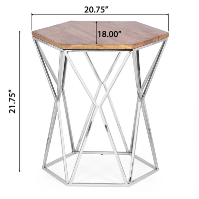 Cowger Rustic Glam Handcrafted Mango Wood Side Table Walnut/Polished Nickel - Christopher Knight Home Cowger Rustic Glam Handcrafted Mango Wood Side Table Walnut/Polished Nickel - Christopher Knight Home -Home Furn Store GUEST c06fbc64 63ec 4ec6 8668 a410b200208f