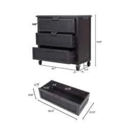 Newell Rustic Acacia Wood And Cane 3 Drawer Dresser Dark Gray - Christopher Knight Home -Home Furn Store GUEST c1a90296 4dd4 4fb7 987e 80d5729c1a92