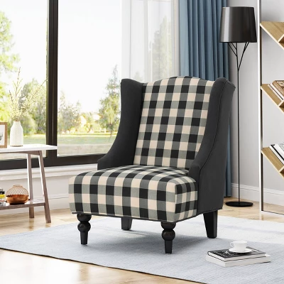 Toddman High-Back Club Chair Checkerboard Black/Dark Charcoal - Christopher Knight Home Toddman High-Back Club Chair Checkerboard Black/Dark Charcoal - Christopher Knight Home -Home Furn Store GUEST c366909b 8dec 42c8 bf9a c3259966d5e9