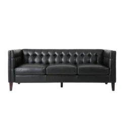 Pondway Contemporary Faux Leather Tufted 3 Seater Sofa - Christopher Knight Home -Home Furn Store GUEST c3f81b65 db38 4109 a2b5 4ef5d42d4161