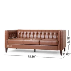 Pondway Contemporary Faux Leather Tufted 3 Seater Sofa - Christopher Knight Home -Home Furn Store GUEST c7cd0597 fa95 4238 9530 54287a74fad1