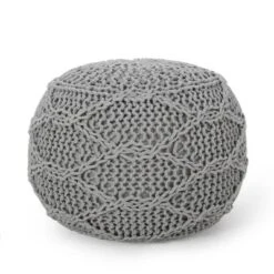 Morven Modern Knitted Cotton Round Pouf - Christopher Knight Home -Home Furn Store GUEST c88c635c b8af 4f89 a7f9 7f990e62b294