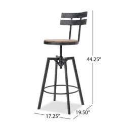 Set Of 2 Alanis Modern Industrial Firwood Adjustable Height Swivel Barstools Natural/Black Brushed Silver - Christopher Knight Home -Home Furn Store GUEST c9042f62 29e7 4ac4 b823 2eda4b88e6fc