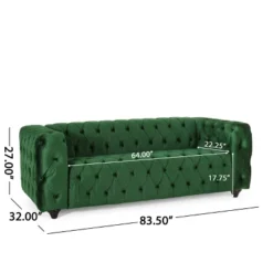 Sagewood Contemporary Velvet Tufted 3 Seater Sofa Emerald/Espresso - Christopher Knight Home 10 Sagewood Contemporary Velvet Tufted 3 Seater Sofa Emerald/Espresso - Christopher Knight Home -Home Furn Store GUEST c977c5d2 d191 491e a91f d79ac037e69e