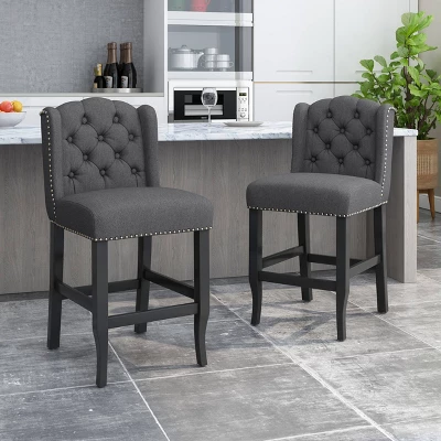 Set of 2 Foxcroft Wingback Counter Height Barstools - Christopher Knight Home Set Of 2 Foxcroft Wingback Counter Height Barstools - Christopher Knight Home -Home Furn Store GUEST cc2e99b6 66fe 47be be70 e9a613601188