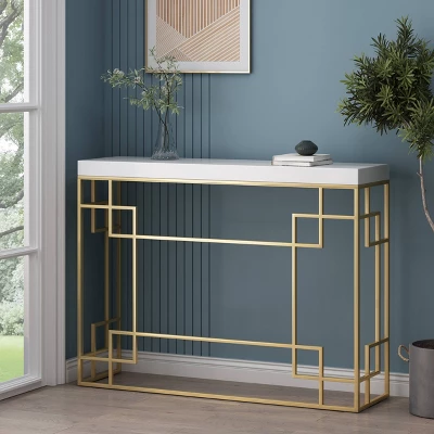Depue Modern Glam Geometric Console Table Gold/White - Christopher Knight Home Depue Modern Glam Geometric Console Table Gold/White - Christopher Knight Home -Home Furn Store GUEST ccb9253d e2e1 4981 931c 6408f0c7e810
