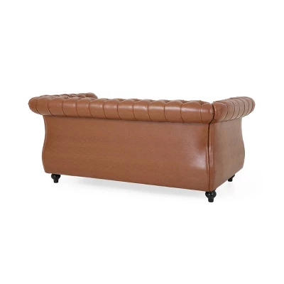 Silverdale Traditional Chesterfield Loveseat Cognac Brown/Dark Brown - Christopher Knight Home Silverdale Traditional Chesterfield Loveseat Cognac Brown/Dark Brown - Christopher Knight Home -Home Furn Store GUEST cedc8e00 04b1 4570 ad50 6862f77653c1