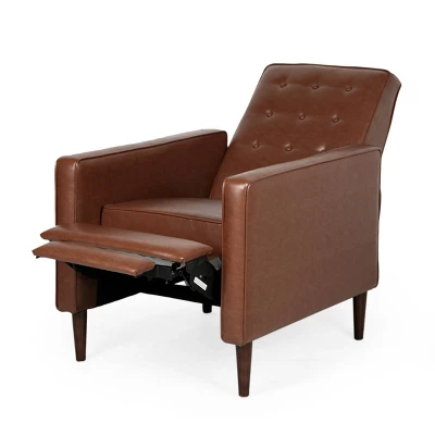 Mervynn Mid-Century Modern Button Tufted Recliner Cognac Brown/Dark Espresso - Christopher Knight Home Mervynn Mid-Century Modern Button Tufted Recliner Cognac Brown/Dark Espresso - Christopher Knight Home -Home Furn Store GUEST cfbab5a0 5e8f 473d 85e1 1f0746757025