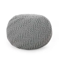 Hershel Modern Knitted Cotton Round Pouf - Christopher Knight Home -Home Furn Store GUEST d231f896 da8f 4d05 87ca a092f8fe9cbf