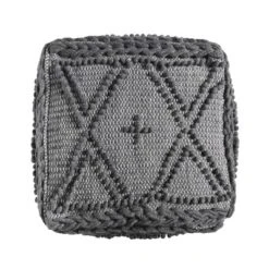 Fossa Boho Handcrafted Fabric Cube Pouf Charcoal - Christopher Knight Home -Home Furn Store GUEST d7177ba8 dfa8 4fe6 8d73 fbb74624de15