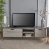 Isadora 71" Mid Century TV Stand For TVs Up To 74" Sonoma Gray/Black - Christopher Knight Home
