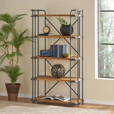Yorktown 66.75" 5-Shelf Industrial Bookcase Brown - Christopher Knight Home Yorktown 66.75" 5-Shelf Industrial Bookcase Brown - Christopher Knight Home -Home Furn Store GUEST d7bc22a0 bbab 4bcf 8140 0e5630df0135