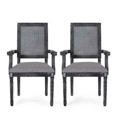 Set of 2 Maria French Country Wood and Cane Upholstered Dining Chairs - Christopher Knight Home Set Of 2 Maria French Country Wood And Cane Upholstered Dining Chairs - Christopher Knight Home -Home Furn Store GUEST d8509f85 45f3 431b ad71 c0260f43473a