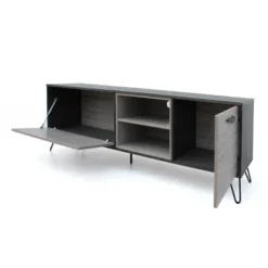 Isadora 71" Mid Century TV Stand For TVs Up To 74" Sonoma Gray/Black - Christopher Knight Home -Home Furn Store GUEST da64da3f fc40 45db 9b7e 9d95871087ba